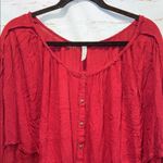 Free People  Rainy Days Swing Flowy Boho Top blouse burgundy gauze med oversized Photo 1