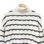 Joie  Alpine Pattern Striped Cable Knit Pullover Sweater Cream Black Size Medium Photo 2