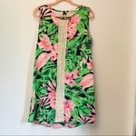 Peach Love California Green and pink Palm leaf boutique dress size small Photo 4