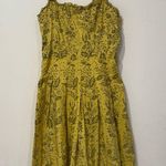Yoana Baraschi  Vintage Yellow Sequin Leafy Print Sleeveless Knee Length Dress 12 Photo 0