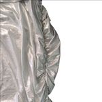 Halara  White Silver Metallic One Shoulder Bodycon Ruching Dress Size Large Photo 1