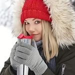 Unisex Thermal Warm Thick Plush Lined Touchscreen Gray Gloves NEW Winter OS Photo 2