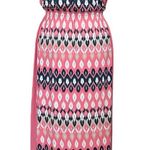 New York & Company High Neck Maxi Dress in Pink Geometric Pattern S/M Photo 0