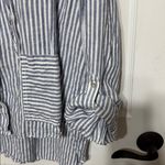 Tahari  Blue and White Striped Linen Shirt Photo 3