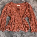 Lucky Brand 315.  bohemian Peach Floral Blouse size XL Photo 1