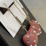 Betsey Johnson Pink Marble Hearts Rhinestones & Mini-Pearls French Hook Photo 3