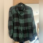 American Eagle  Plaid Peplum Flannel Top Size Medium Photo 1