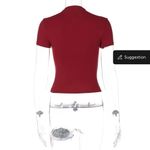 ZARA Red Short Sleeve Top with Embroidered Logo Photo 4