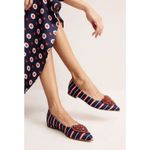 Boden USA Boden Heart Sequin Pointed Toe Flats Red Blue Striped Fabric US 12 New in Box Photo 1