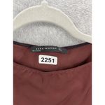 ZARA Women's Shift Dress Solid Burgundy Size Medium Long Sleeve Knee Length Photo 9