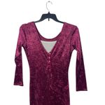 Crushed Velvet Maxi Dress Burgundy Deep VNeck Button Front Gold Sparkle Lining S Photo 2