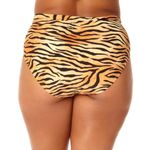California Sunshine High Waist Swim Bikini Bottom Tiger Stripes Orange 1X Photo 1