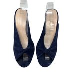 Loeffler Randall Loeffler Randall Laurel Slide Sandals Suede High Block Heel Blue Size US 7.5 Photo 3