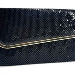 Vintage Women's Chainmail Metallic Mesh Purse Clutch Handbag Black Gold Small Photo 0