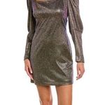 Nicole Miller NWT  Square Neck Mini Iridescent Glitter Black Gold Purple Cocktail Photo 0