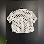 Love Note LOVE NOTES Crop Top Button Front Short Sleeve Polka Dots Women’s Shirt Sz S EUC Photo 3