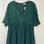 NWT Pinup Fashion Cocktail Dresses Women Lace Top Chiffon Emerald Green Dress Size 14W Photo 1