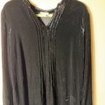 Sundance Enchantment Velvet Silk Dress Size Medium Long Sleeve Pintuck Boho Black Photo 3