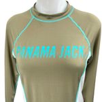 Panama Jack Women's Green Long Sleeve Colorblock Log Swim Rashguard Top Size S Photo 2