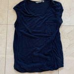 Athleta 100% Linen Blue Navy Blouse with Pocket Photo 0