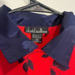 Red and Navy Blue Floral Collared Short Sleeve‎ Blouse Funky Festival Top Size 8 Photo 2