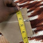 Tan khaki beige genuine leather suede ankle low top boots shoes wooden heel Photo 5