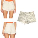 Free People We the Free Now or Never Ecru Cream Distressed Hi Waist Relaxed Denim Shorts 31 Photo 1