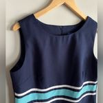 Vintage Vicki Wayne Navy Sheath Dress Colorblock Trim USA Made retro modest Blue Size 14P Photo 2