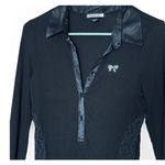 Calvin Klein Sexy Little Things Black Satin Lace Jewel Button Bow Ribbed Henley Elana Gilbert Photo 1