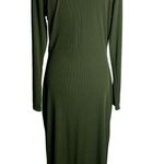 Pretty Garden Bodycon Midi Dress XL Green Cut Out Ribbed Knit 3/4 Sleeves Photo 5