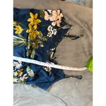 Lulus NWOT Large Remarkable Entrance Navy Blue Floral Print Satin Midi Dress Photo 7