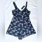 Lulus NWT  With Sweetness Floral Print Ruffled Romper - Navy Blue - M Photo 5