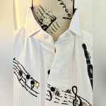 NEIL ALLYN Hand Painted Sax/Violin/Clarinet Chorus~Band~Jazz Tux Blouse Sz S White Photo 1