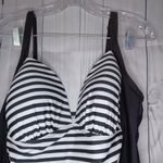 Jaclyn Smith  Collection Black and White  Striped One Piece Swimsuit Photo 1
