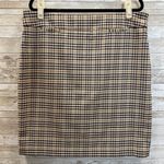 Tahari Arthur S Levine Womens 16 Skirt Beige Green Red Plaid Pencil Length Zip Photo 0