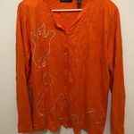 Karen Scott Vintage Halloween Ghost Embroidered Long Sleeve Button Shirt Women L Photo 0