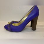 Coach  Desaree Purple Bock Heel Pumps Gold Hook‎ Buckle Accent Heels Size 6 B Photo 1