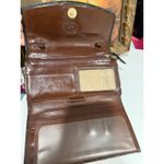 Brahmin Vintage  Brown Leather Tri-Fold Wallet – Black Croc Embossed Trim Photo 2