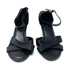 Torrid size 8W black strappy wedge heeled sandals ankle strap wide faux leather Photo 1