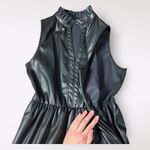 Fate Black Faux Leather‎ Ruffled Tiered Mini Dress Size S Moto Boho Goth Photo 6