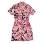 Pretty Little Thing  Pink Satin Split Mini Dress Oriental Asian Mandarin Size 2 Photo 7