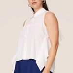 Peter Som  • White Ruffle Button Front Tank Top Photo 5