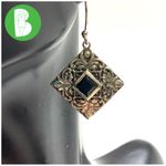 ORCHID STERLING SILVER WITH DARK BLUE SAPPHIRES DANGLE EARRINGS Photo 2