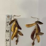 Chico's Chico’s Gold-Tone Metal Dangle Earrings Leaf-Like Beads EUC OS Hooks Photo 3