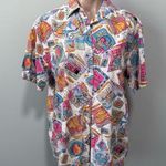 Hunt Club  Vintage Button Down Shirt Medium Cat Earth Heart Postcard Home Pear Photo 0