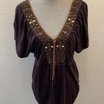 Anthropologie  Purple Boho Embellished Top Medium Tassels  RARE FEW LOOSE THREADS Photo 0
