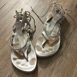 Free People  Vacation Day Gladiator Silver Leather Wrap Sandals 37.5 Photo 2