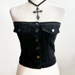 Black Denim Tube Top Western Goth Grunge Punk Y2K Alt Small Photo 0