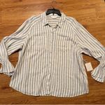 LC Lauren Conrad Woman's Shirt Plus 1X Striped Linen Blend Button-Down New Photo 8