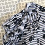 Lipslide blue striped floral ruffle‎ crop top Size M Photo 1